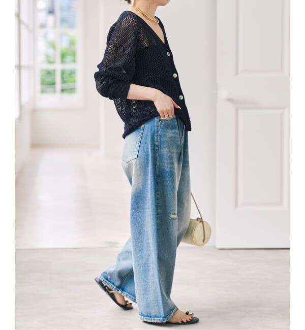 Spick and Span「メッシュVネックカーディガン」|ニット・セーター|