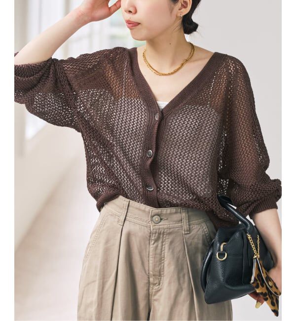 Spick and Span「メッシュVネックカーディガン」|ニット・セーター|