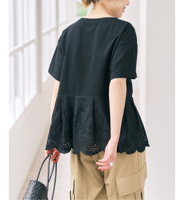 Spick and Span「《WEB限定 / 追加予約》カットワークレースペプラムTシャツ」|Tシャツ・カットソー|