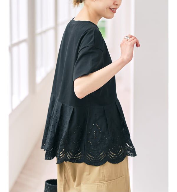 Spick and Span「《WEB限定 / 追加予約》カットワークレースペプラムTシャツ」|Tシャツ・カットソー|