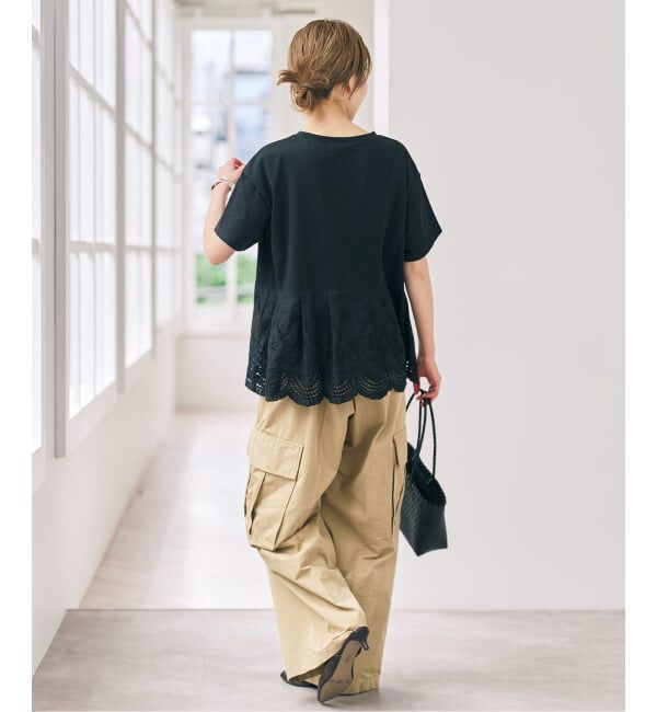 Spick and Span「《WEB限定 / 追加予約》カットワークレースペプラムTシャツ」|Tシャツ・カットソー|