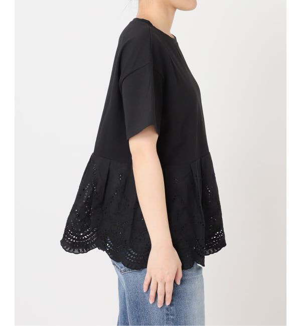 Spick and Span「《WEB限定 / 追加予約》カットワークレースペプラムTシャツ」|Tシャツ・カットソー|
