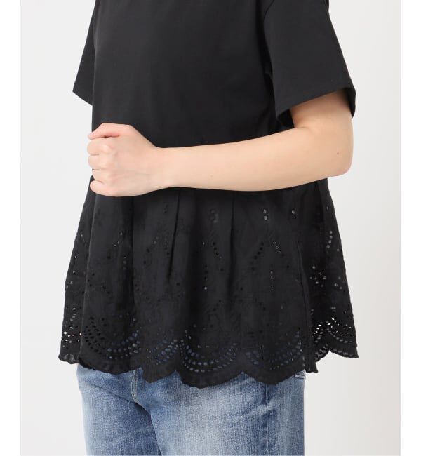 Spick and Span「《WEB限定 / 追加予約》カットワークレースペプラムTシャツ」|Tシャツ・カットソー|