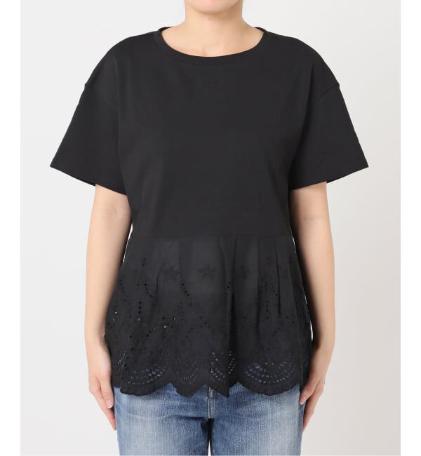Spick and Span「《WEB限定 / 追加予約》カットワークレースペプラムTシャツ」|Tシャツ・カットソー|