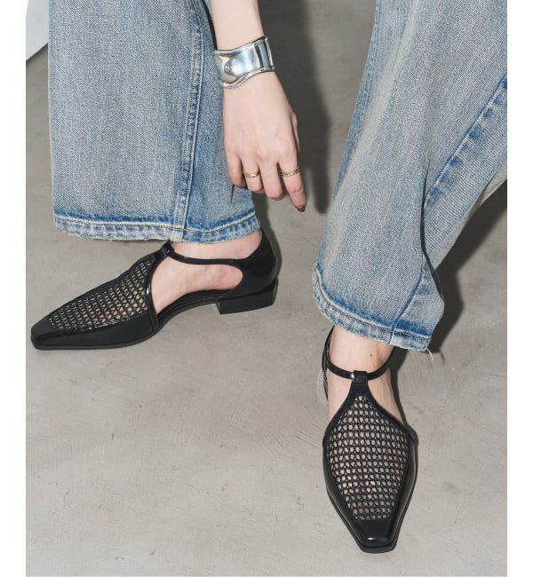 GRISE「《WEB+一部店舗限定》GRISEナロースクエアコンビTストラップセパレートフラット」|その他|ブラック