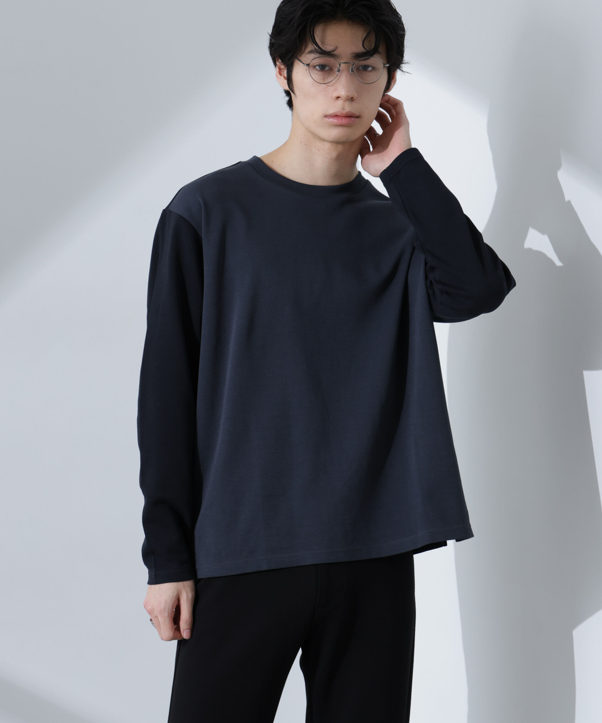 NANO universe「2トーンシルケットTシャツ 長袖」|Tシャツ・カットソー|
