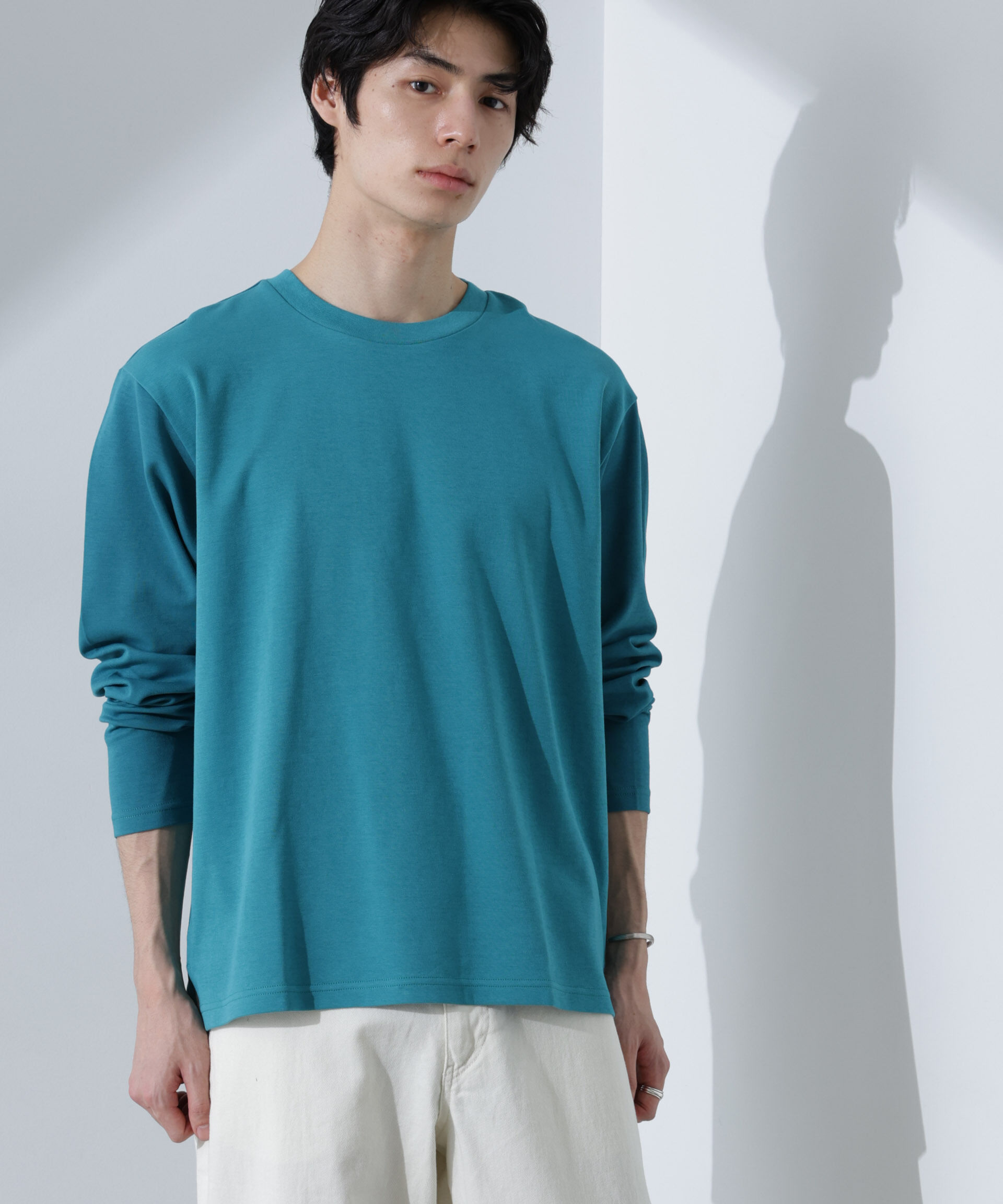 NANO universe「2トーンシルケットTシャツ 長袖」|Tシャツ・カットソー|