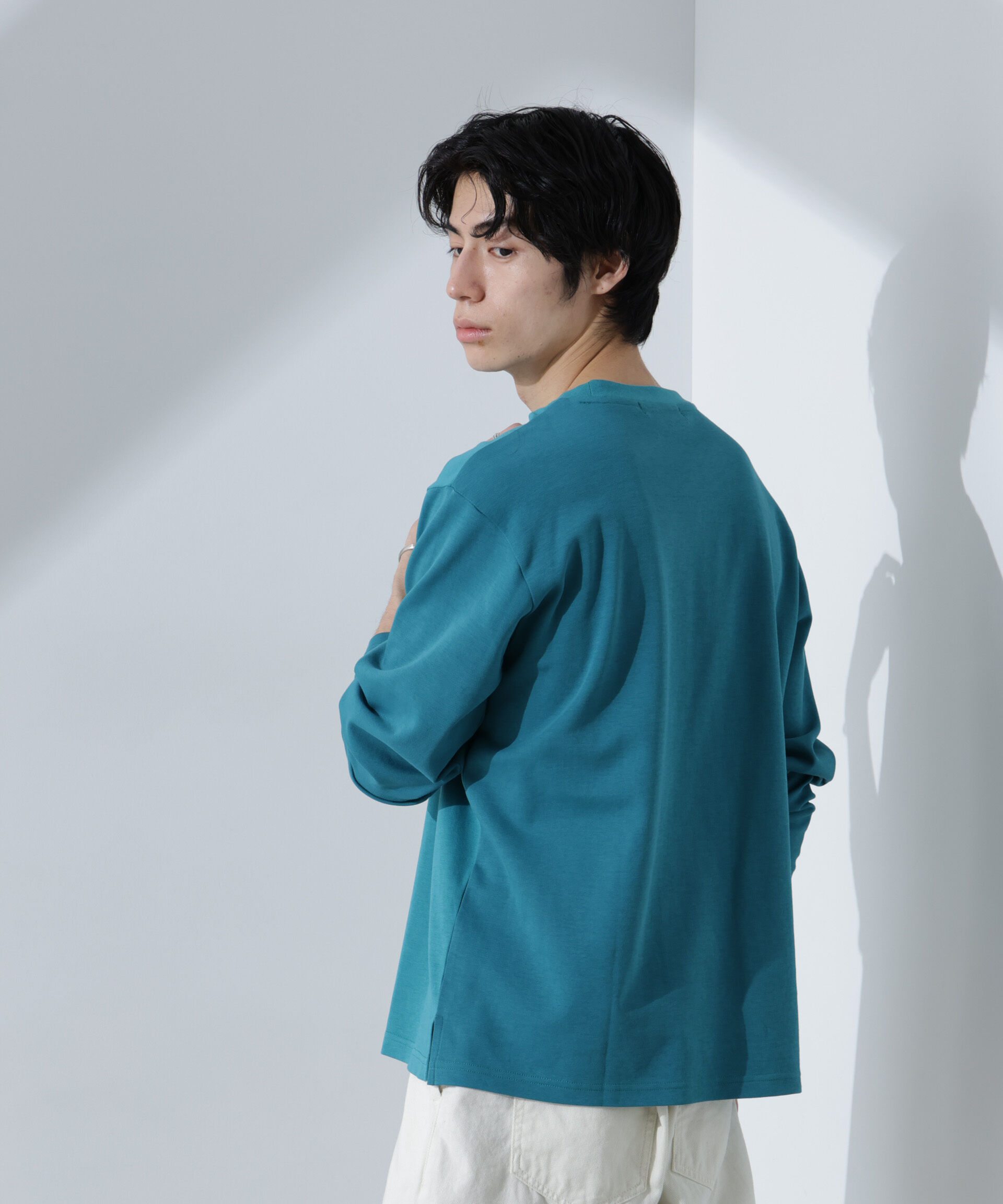 NANO universe「2トーンシルケットTシャツ 長袖」|Tシャツ・カットソー|