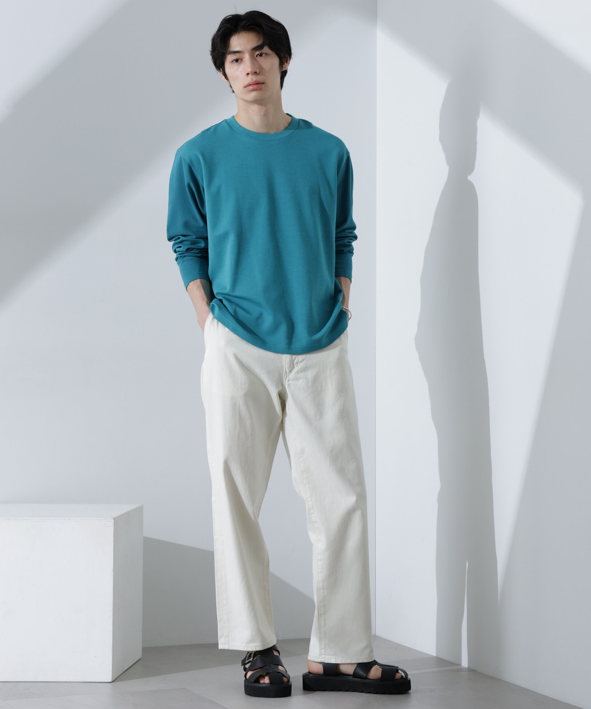 NANO universe「2トーンシルケットTシャツ 長袖」|Tシャツ・カットソー|