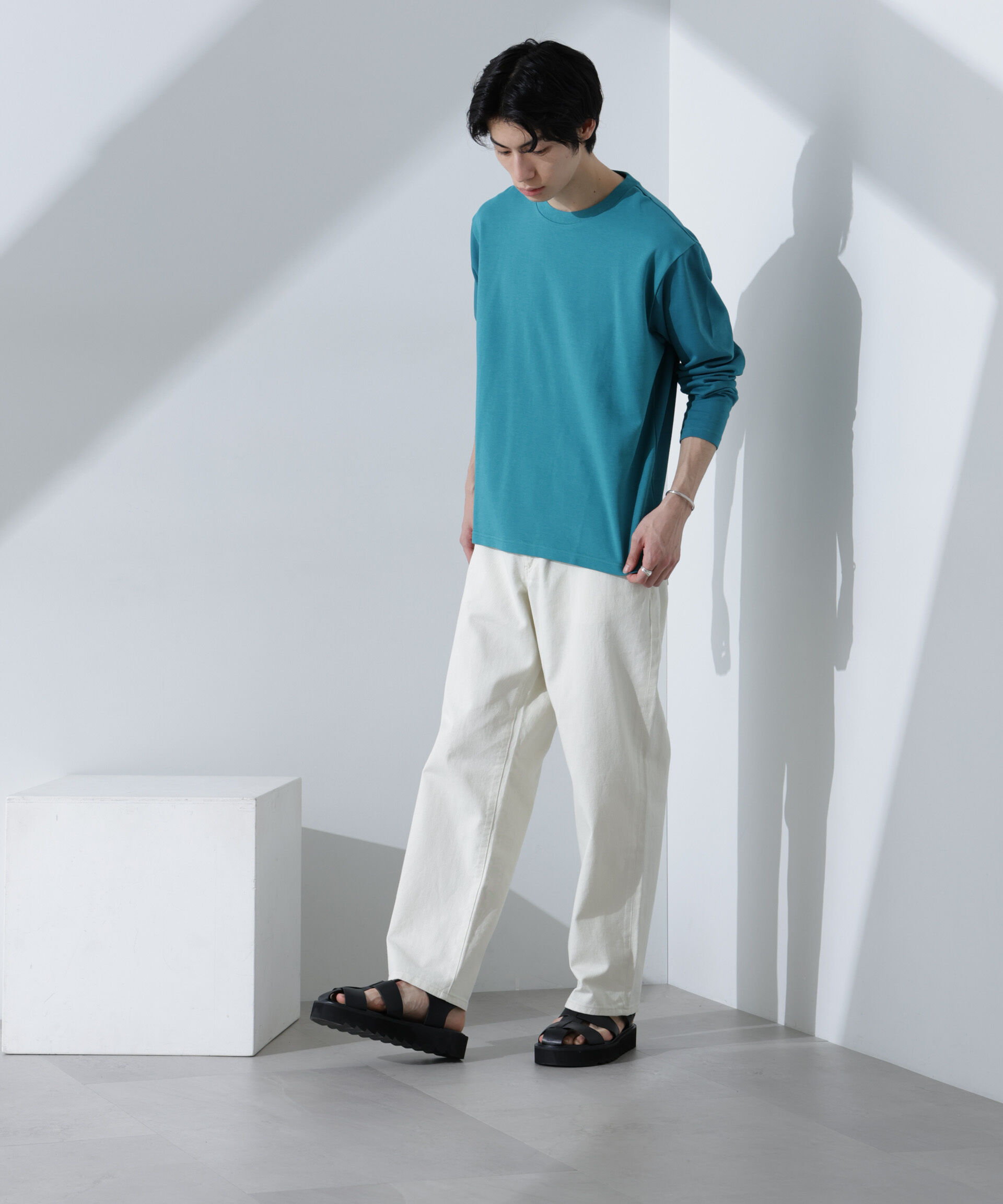 NANO universe「2トーンシルケットTシャツ 長袖」|Tシャツ・カットソー|