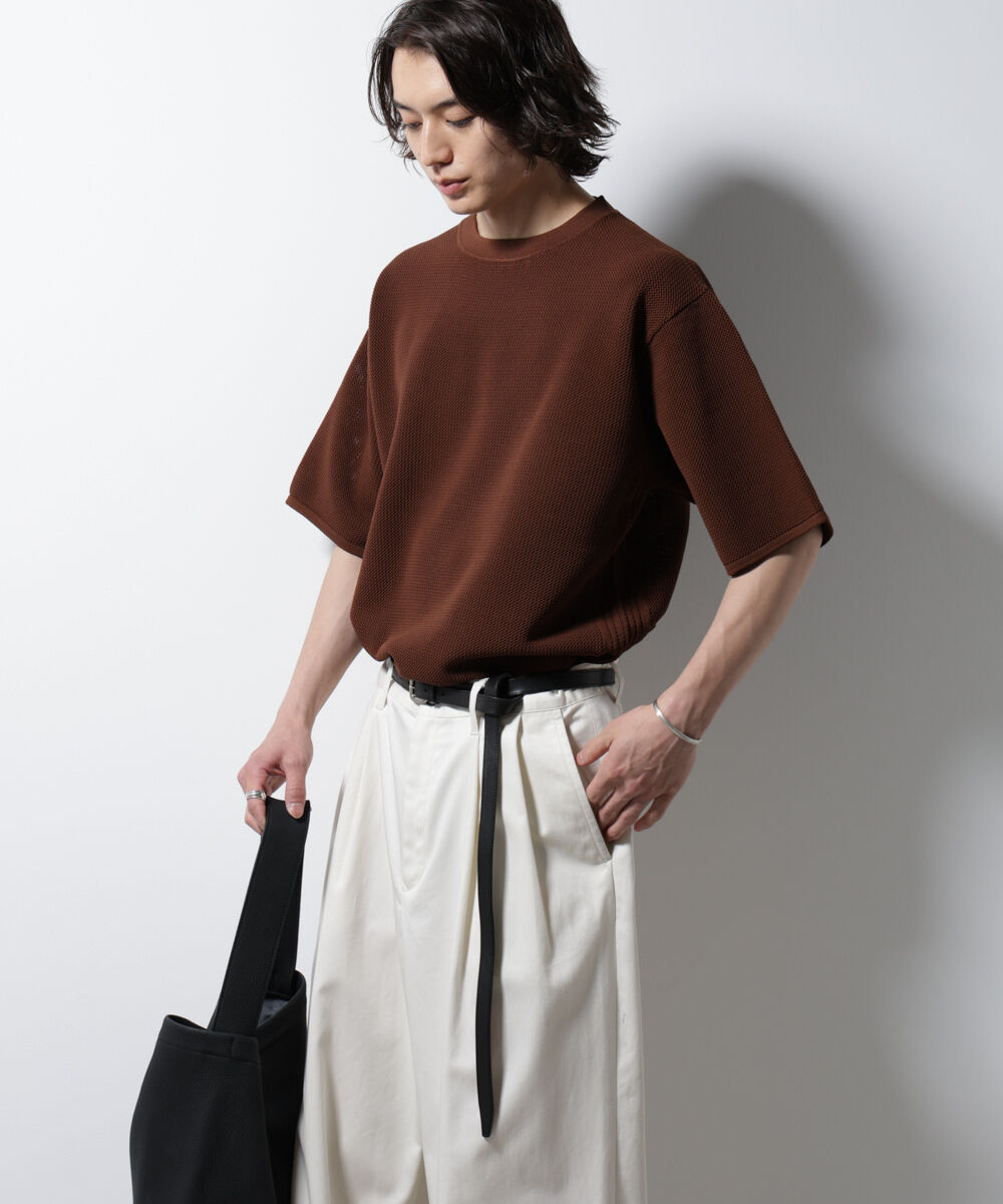 NANO universe「スポンディッシュ メッシュ クルーネックニットTEE」|ニット・セーター|テラコッタ6