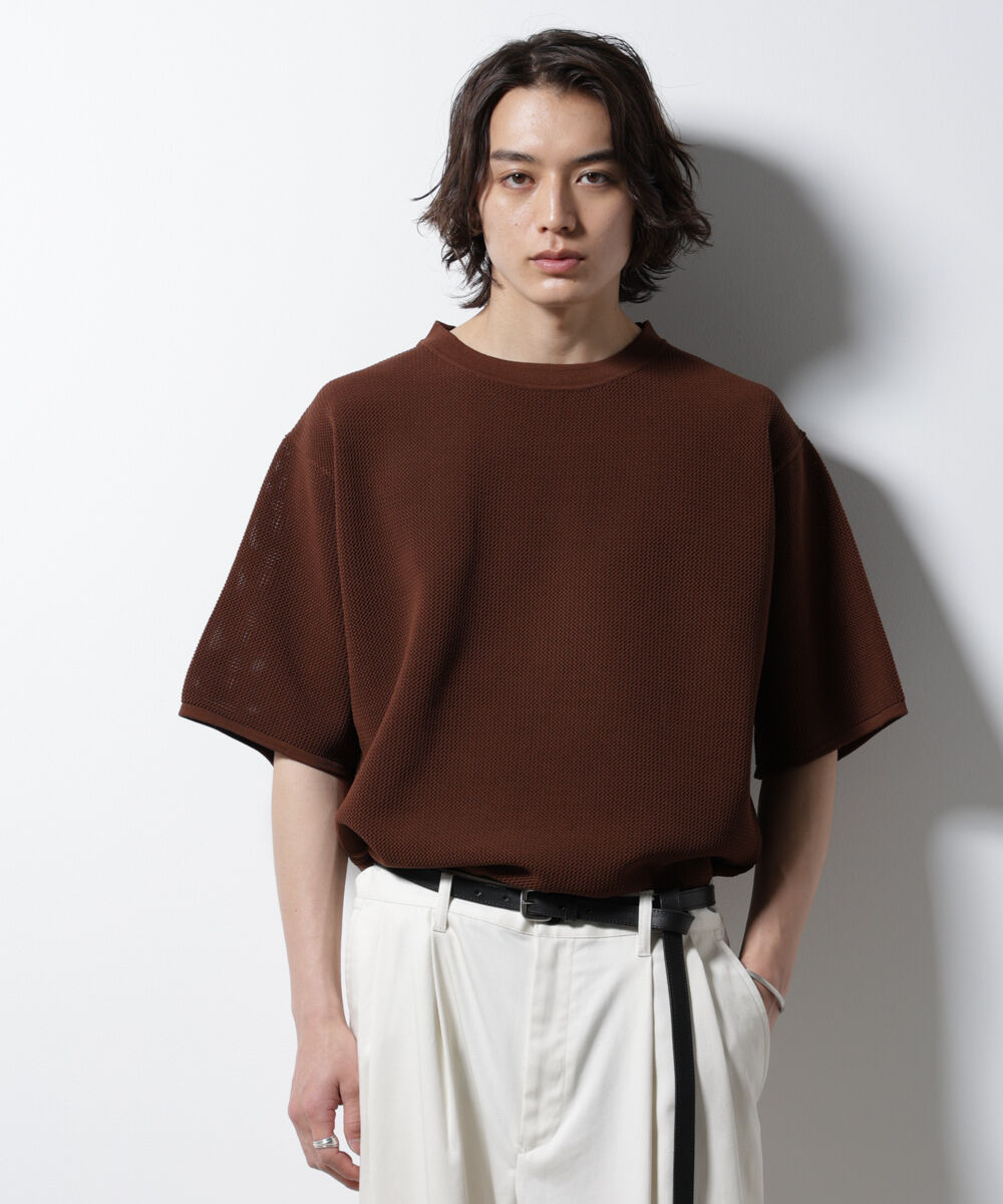 NANO universe「スポンディッシュ メッシュ クルーネックニットTEE」|ニット・セーター|