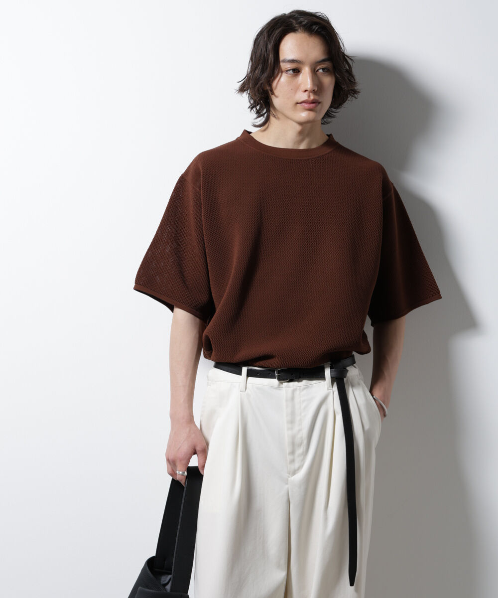 NANO universe「スポンディッシュ メッシュ クルーネックニットTEE」|ニット・セーター|
