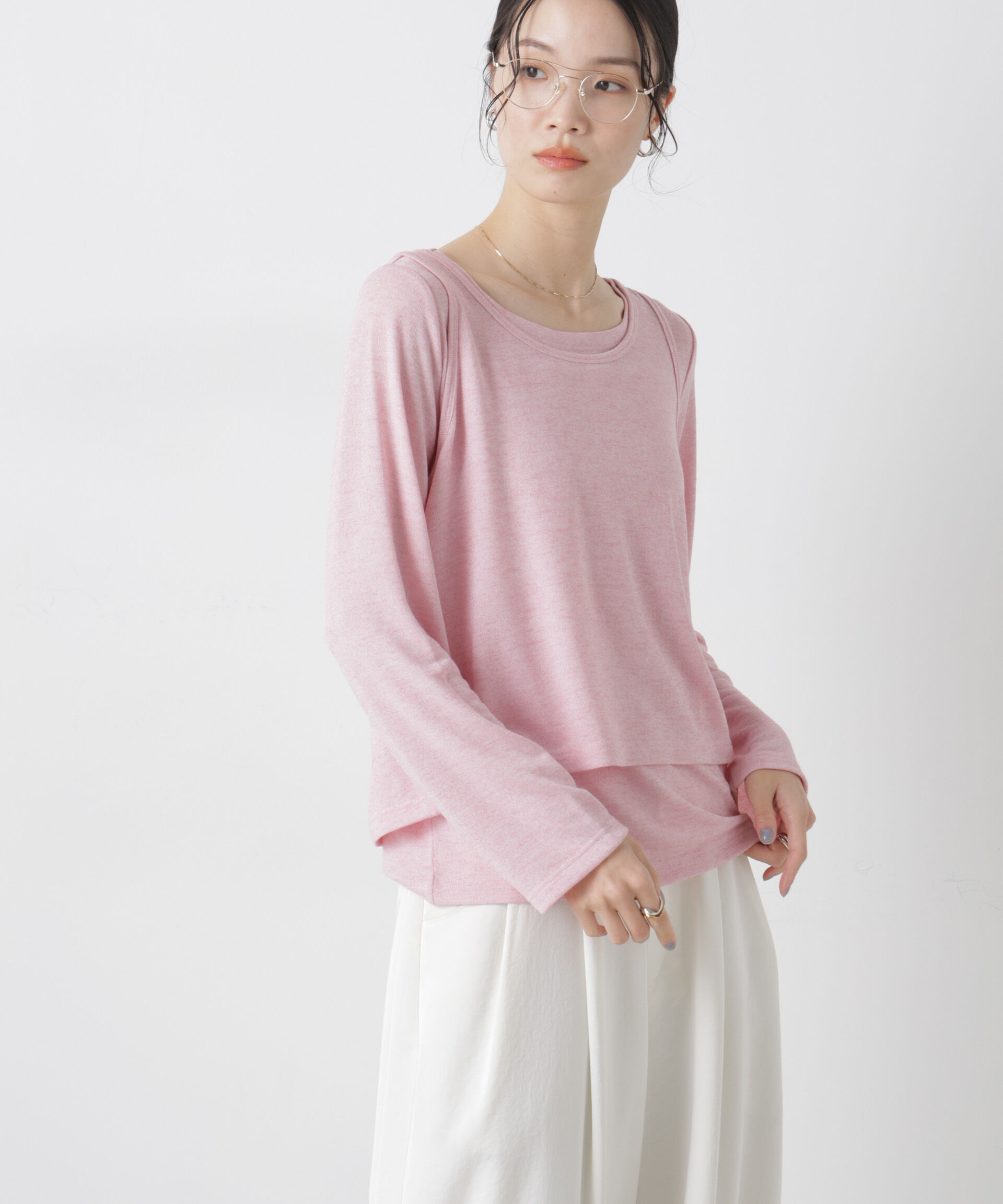nano･universe「メランジカットレイヤードセットトップス」|Tシャツ・カットソー|
