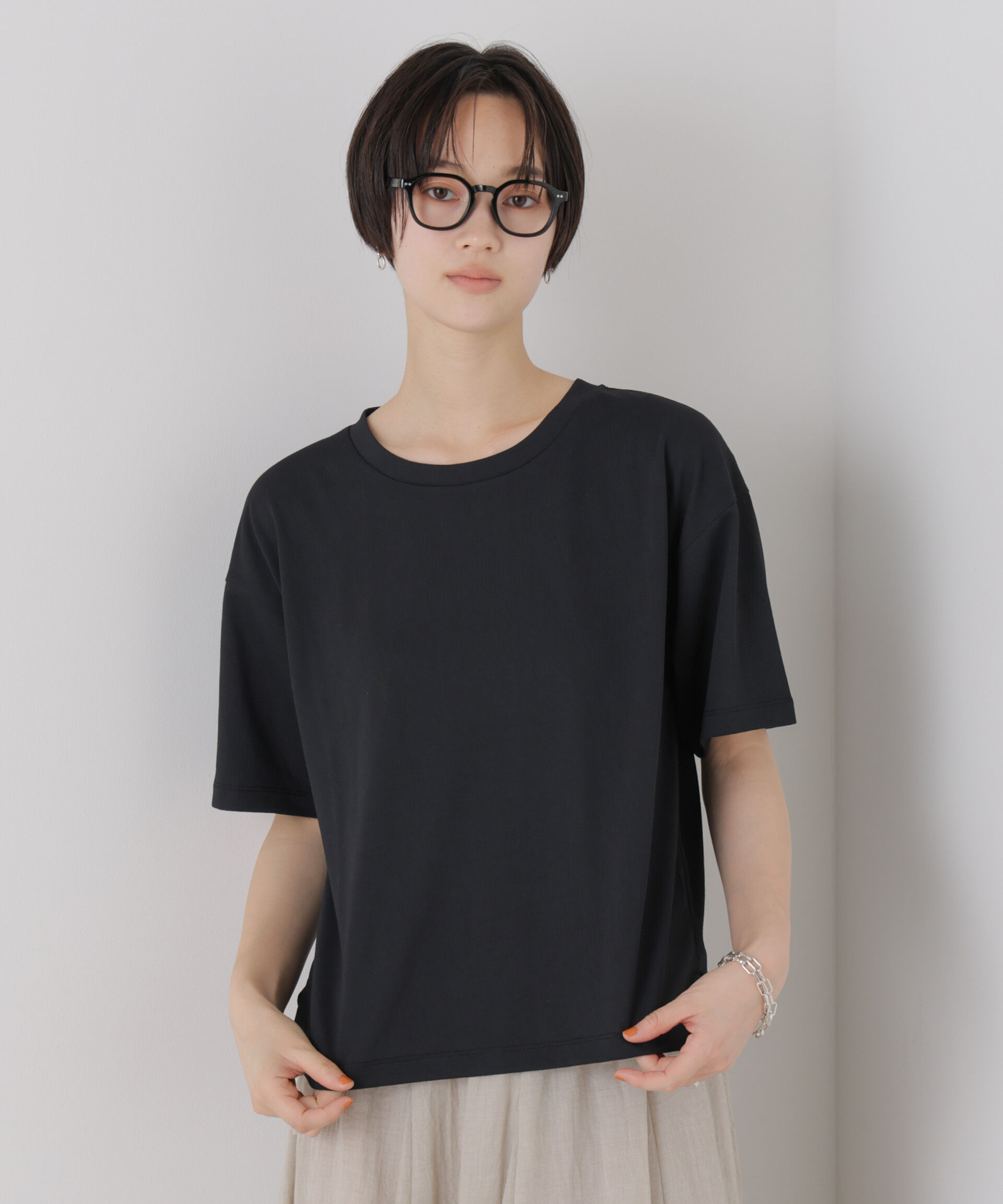 NANO universe「【機能性素材】汗隠糸加工&多彩機能カットソー素材 クルーネックトップス」|Tシャツ・カットソー|