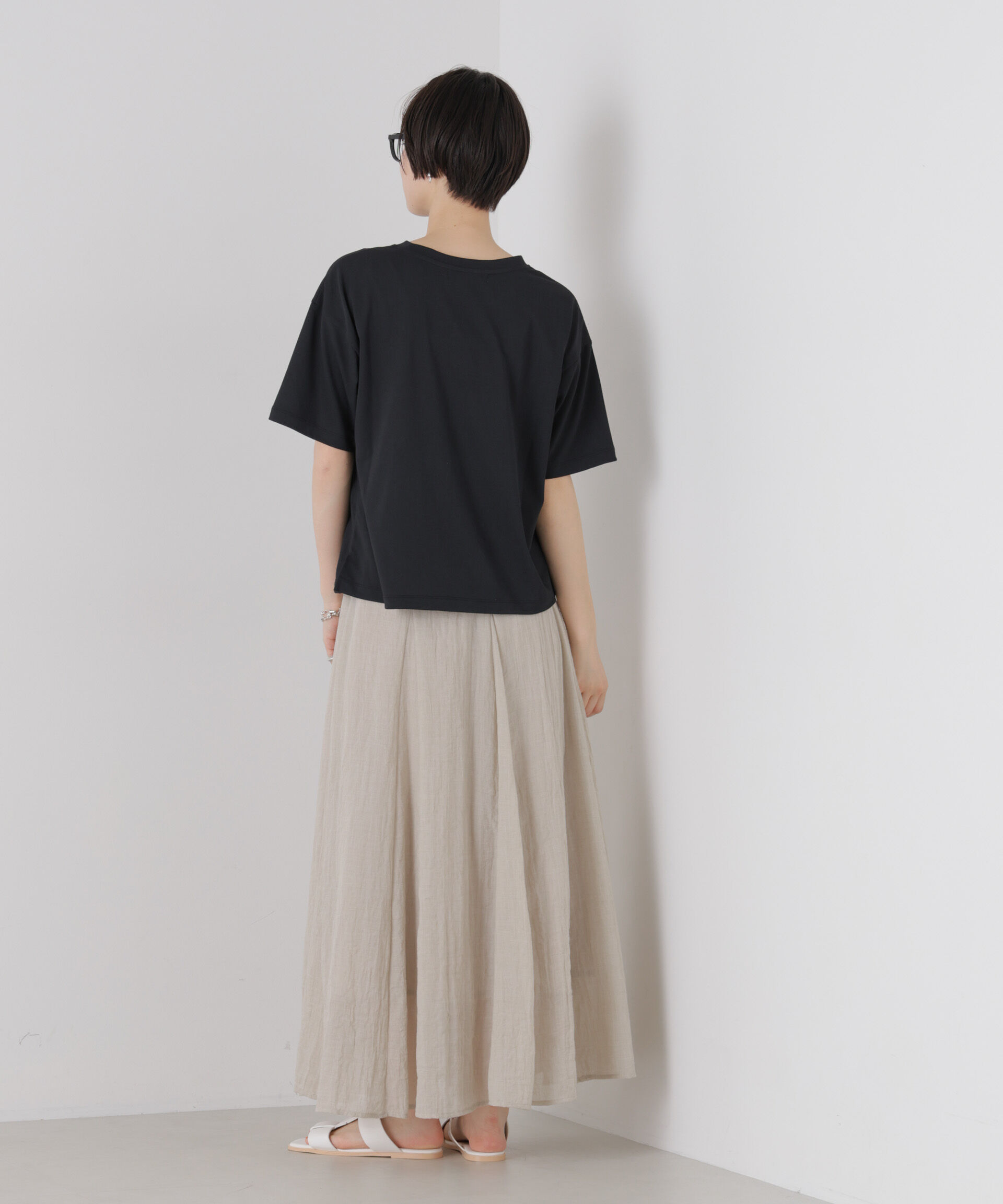 NANO universe「【機能性素材】汗隠糸加工&多彩機能カットソー素材 クルーネックトップス」|Tシャツ・カットソー|