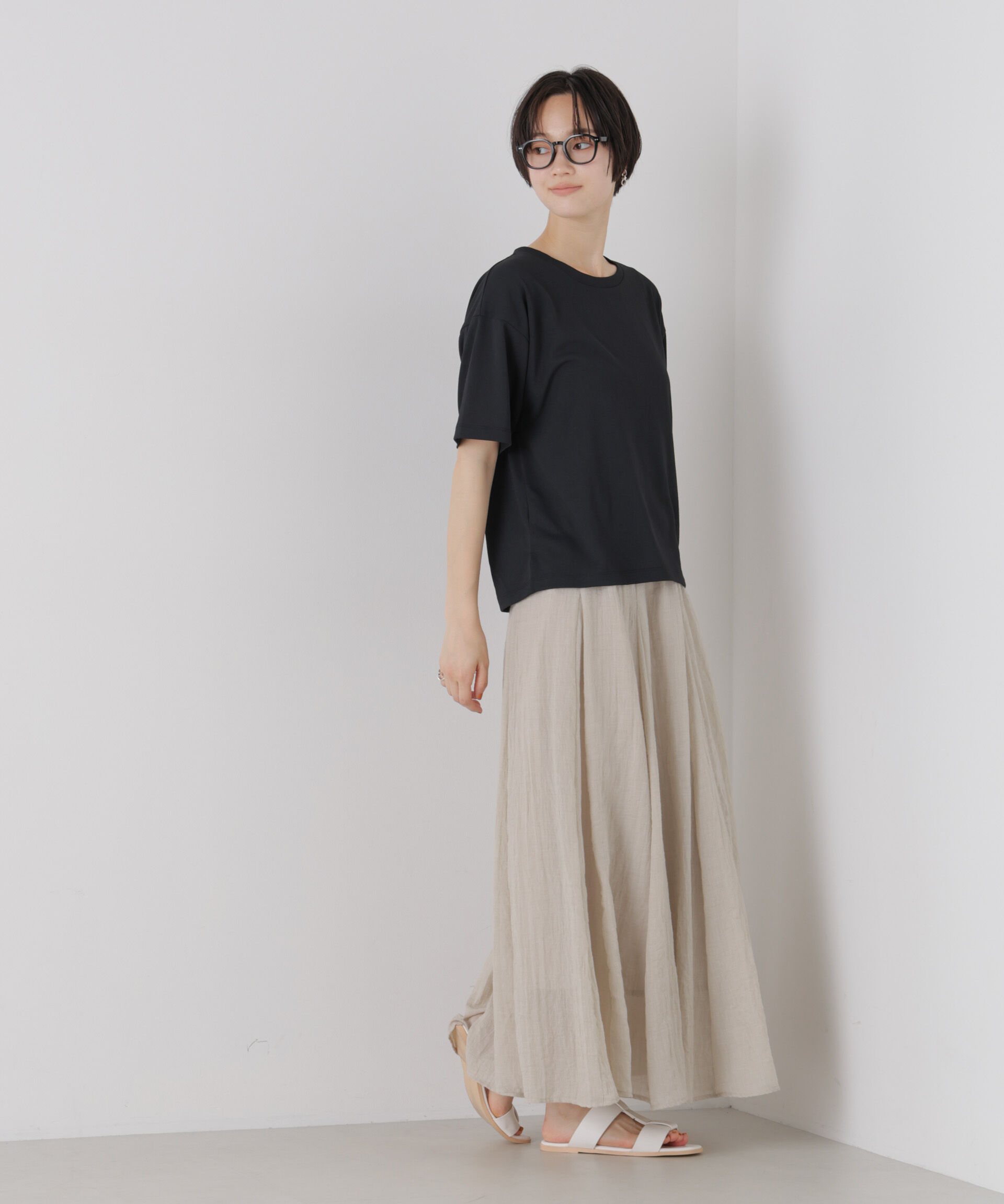 NANO universe「【機能性素材】汗隠糸加工&多彩機能カットソー素材 クルーネックトップス」|Tシャツ・カットソー|