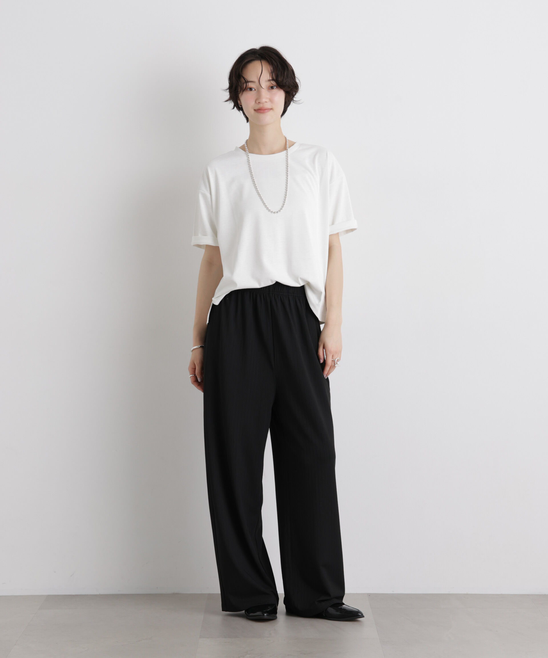 NANO universe「【機能性素材】汗隠糸加工&多彩機能カットソー素材 クルーネックトップス」|Tシャツ・カットソー|