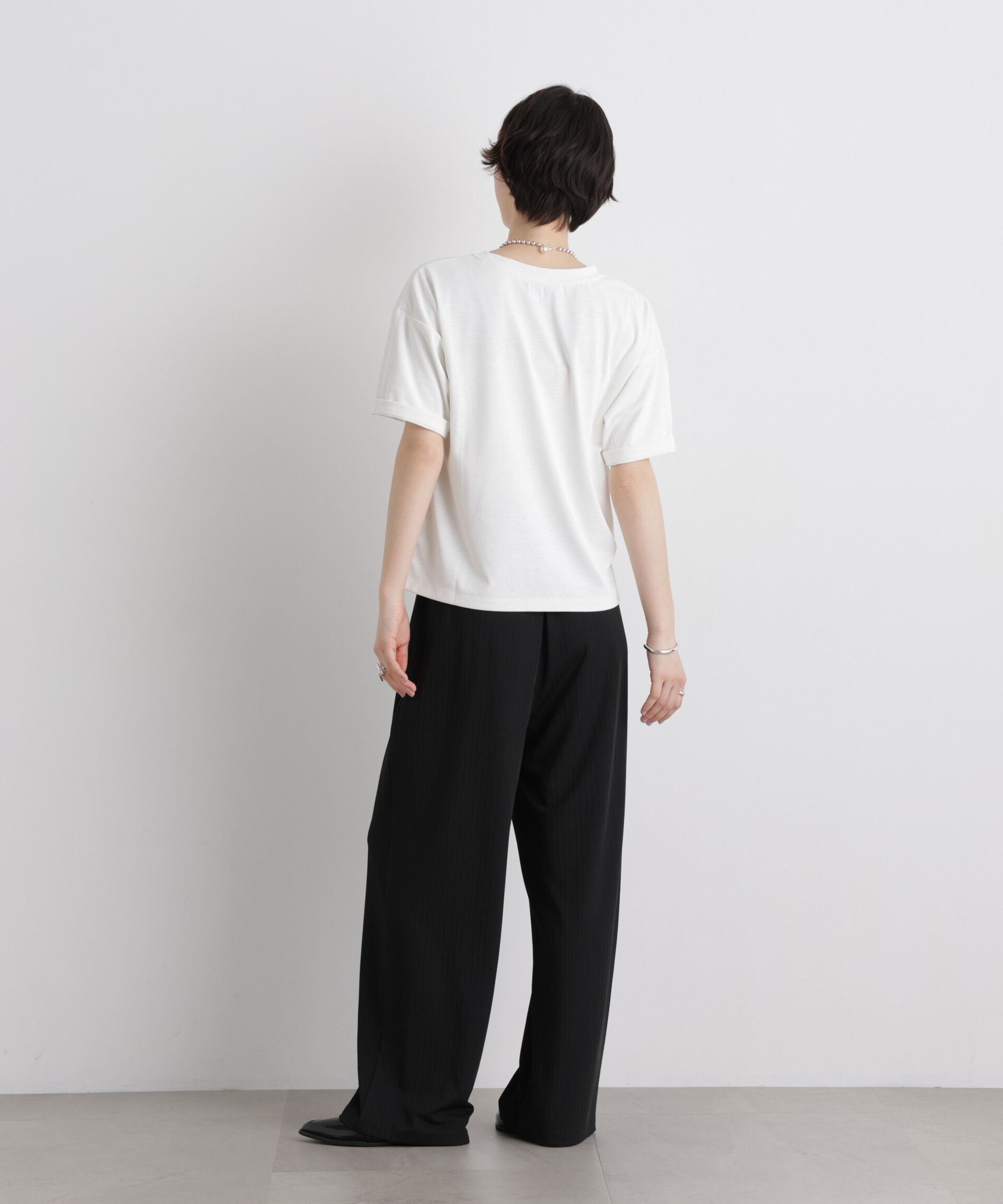 NANO universe「【機能性素材】汗隠糸加工&多彩機能カットソー素材 クルーネックトップス」|Tシャツ・カットソー|