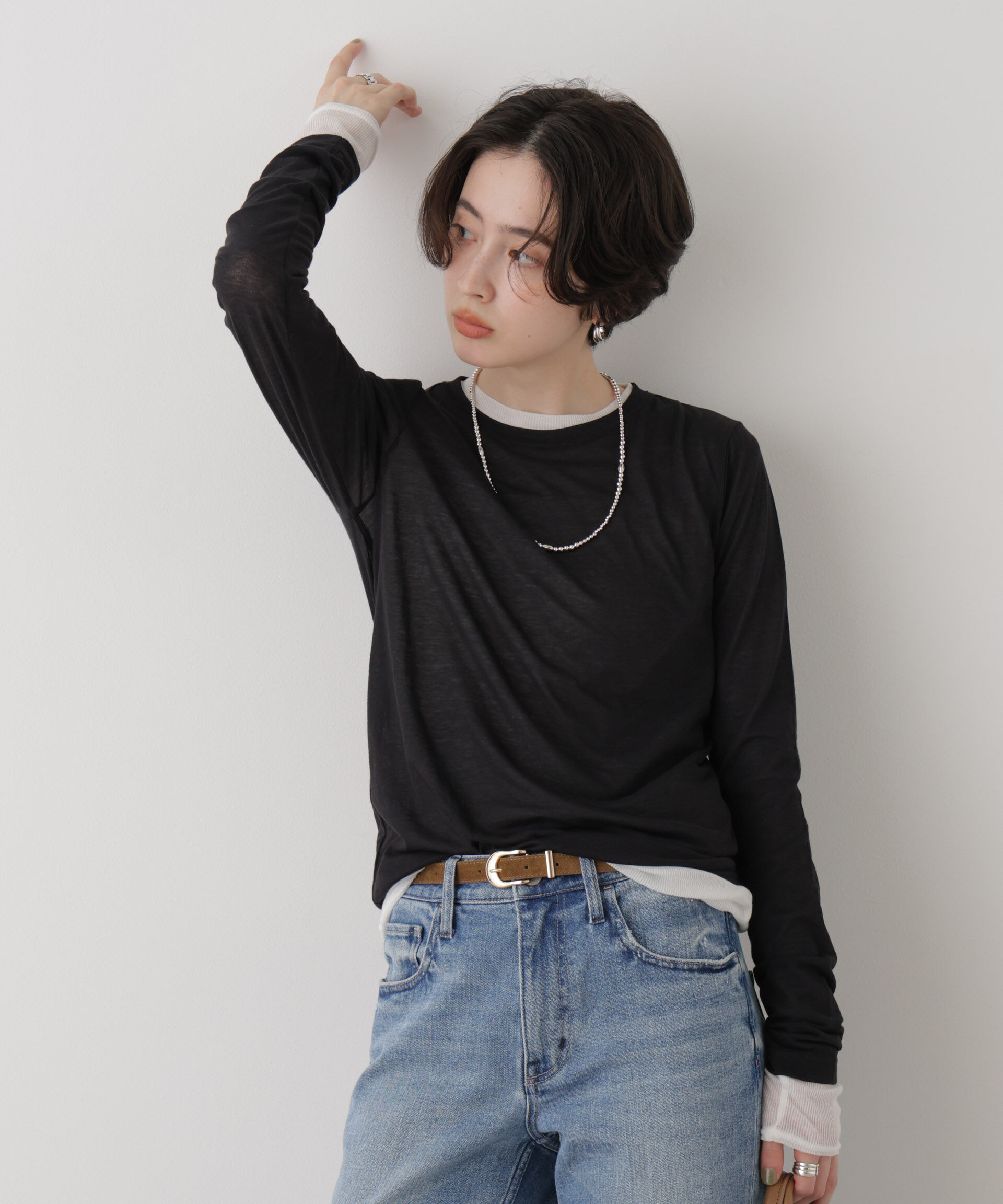 NANO universe「シアーテレコ&天竺ロンTeeセット」|Tシャツ・カットソー|
