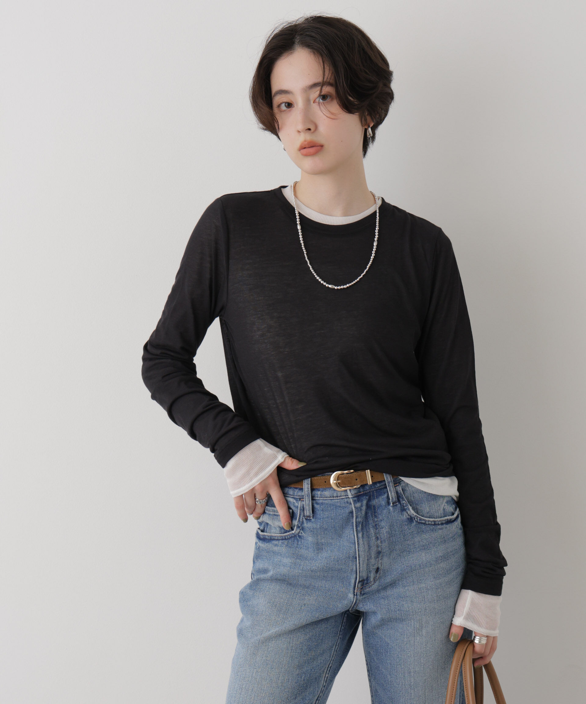 NANO universe「シアーテレコ&天竺ロンTeeセット」|Tシャツ・カットソー|