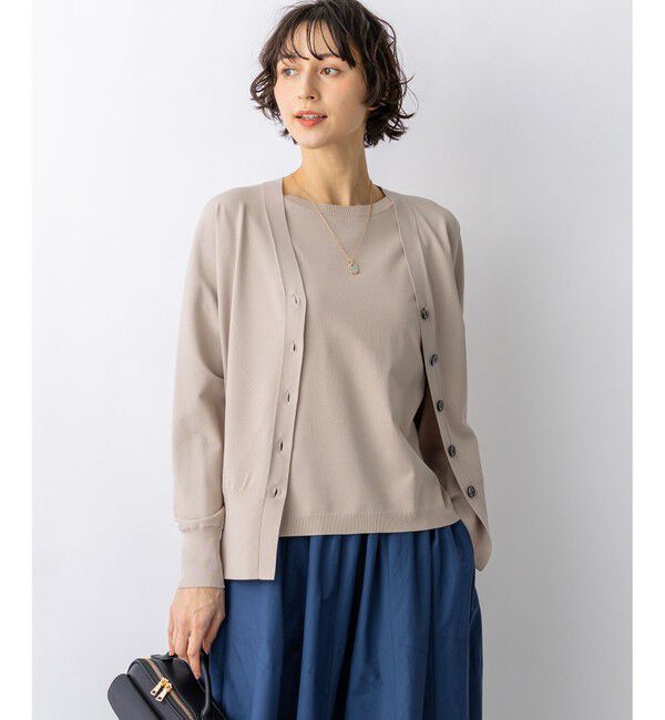 23区「【LEE掲載】レーヨンポリエステルストレッチ Vネック カーディガン」|カーディガン|ベージュ系