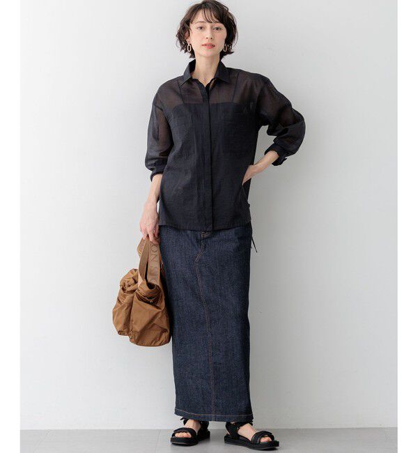 23区「【見上愛さん着用】ナイロンコットンシアーボイル ドロストシャツ」|シャツ・ブラウス|