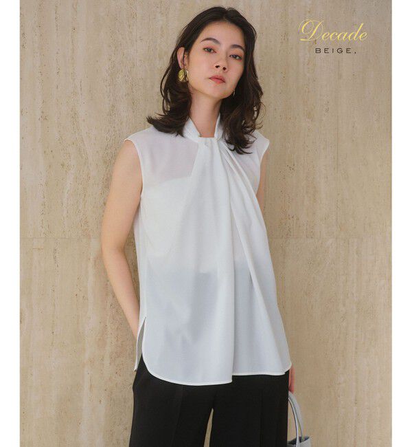 BEIGE,「【人気シリーズ】ANITA / ノースリーブタックブラウス」|シャツ・ブラウス|White