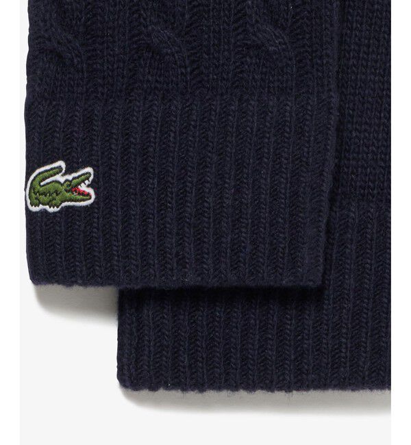 LACOSTE「ケーブルニットグローブ」|手袋|