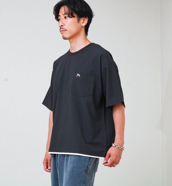 GLOSTER「【フレブル刺繍/セットアップ対応】カラミ織りTEE フェイクレイヤード」|Tシャツ・カットソー|