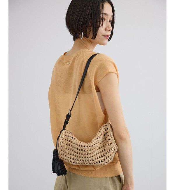 SALON adam et rope'「【W S（ドゥーブル）】レザーハンドルラフィアミニバッグ」|ショルダー・メッセンジャー|