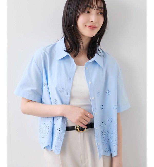 VIS「カットワークハーフスリーブシャツ」|シャツ・ブラウス|