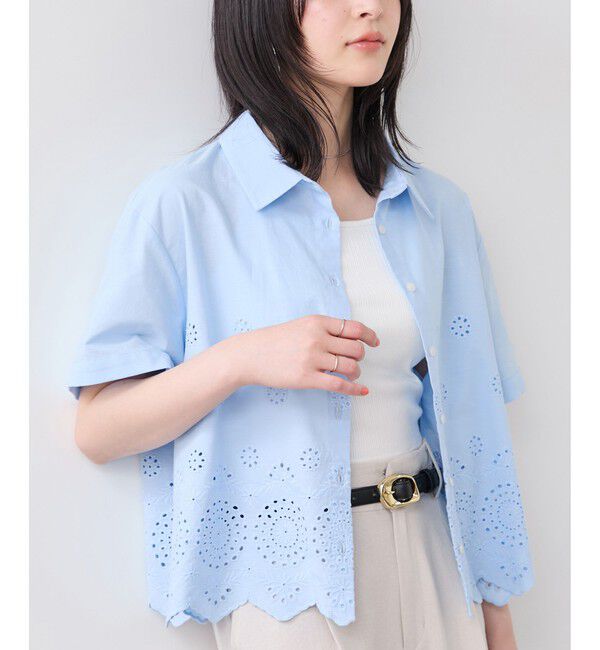 VIS「カットワークハーフスリーブシャツ」|シャツ・ブラウス|