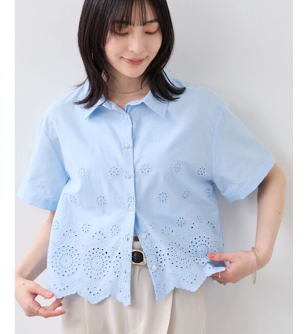 VIS「カットワークハーフスリーブシャツ」|シャツ・ブラウス|