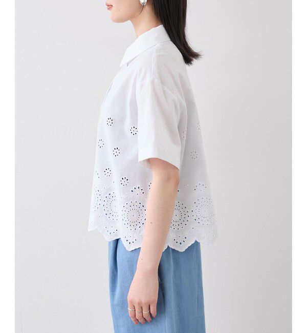VIS「カットワークハーフスリーブシャツ」|シャツ・ブラウス|