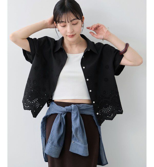 VIS「カットワークハーフスリーブシャツ」|シャツ・ブラウス|