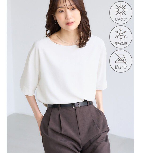 Rope&rsquo;Picnic「【一部店舗限定】ジョーゼットTeeブラウス/UVケア・接触冷感・防シワ」|シャツ・ブラウス|オフホワイト(15)