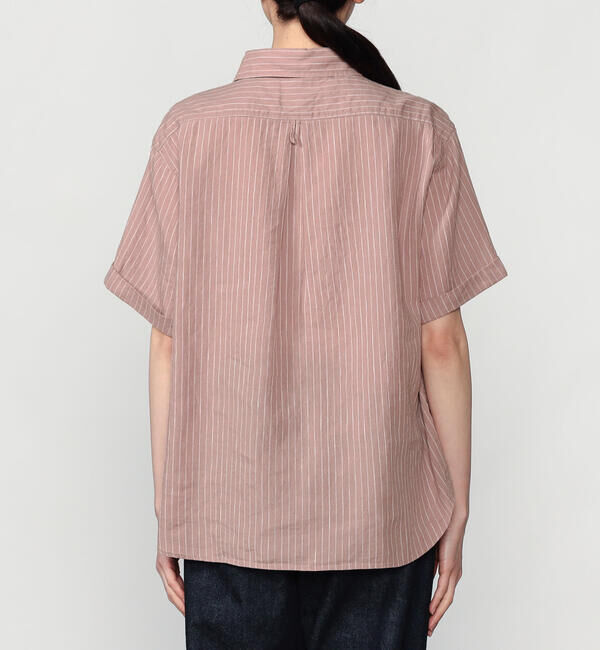 DANTON「DANTON | リネンコットン 丸襟半袖プルオーバーシャツ STRIPE WOMEN」|シャツ・ブラウス|