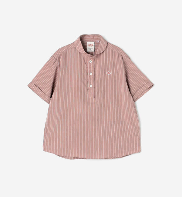 DANTON「DANTON | リネンコットン 丸襟半袖プルオーバーシャツ STRIPE WOMEN」|シャツ・ブラウス|
