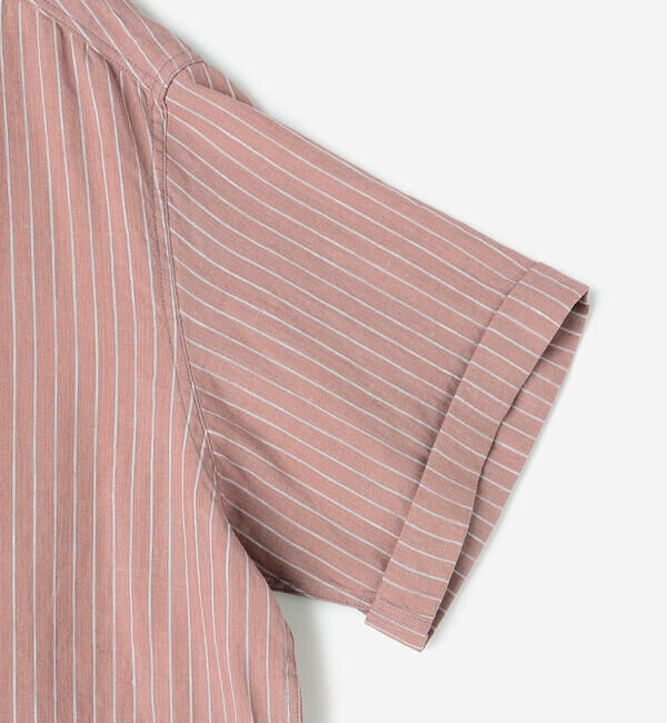 DANTON「DANTON | リネンコットン 丸襟半袖プルオーバーシャツ STRIPE WOMEN」|シャツ・ブラウス|