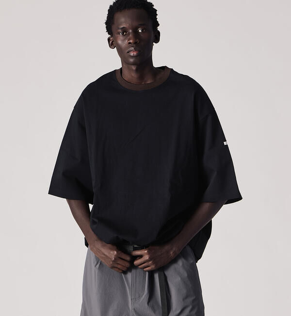 ORCIVAL「ORCIVAL | マーセライズ ワイドクルーネック 半袖 プルオーバー MEN」|Tシャツ・カットソー|BLACK