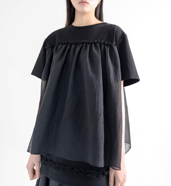  「eunoia｜オーガンジー レイヤードTシャツ WOMEN」|Tシャツ・カットソー|BLACK