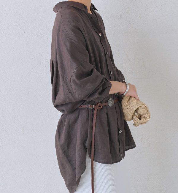  「【2サイズ/7色展開】リネンワイドシャツ」|シャツ・ブラウス|