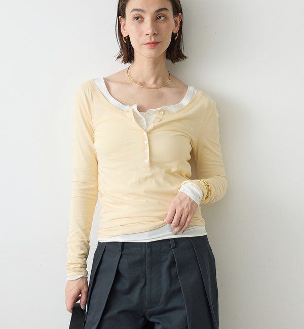  「【La nature linge】キュプラハイツイストヘンリーロンTee」|Tシャツ・カットソー|イエロー