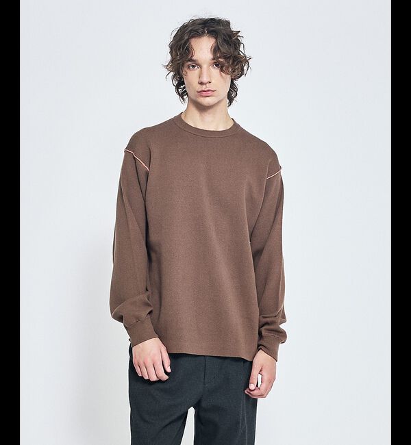 ABAHOUSE「【リバーシブルカラー】14Gコットン ニットスウェット / クルーネックプルオー」|ニット・セーター|