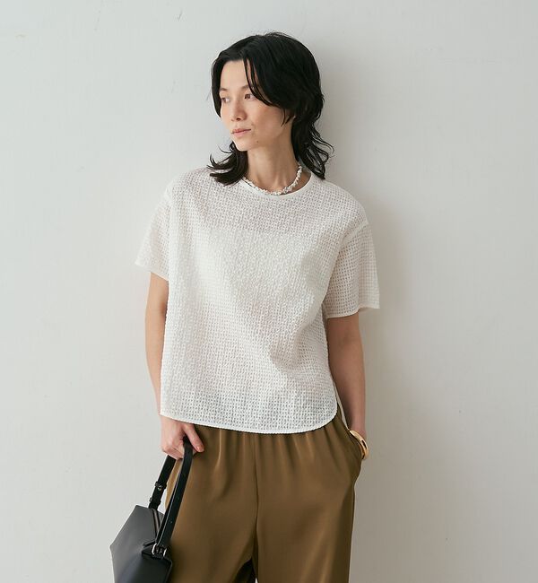 qualite「【セットアップ対応】シアーギンガムブラウス」|シャツ・ブラウス|