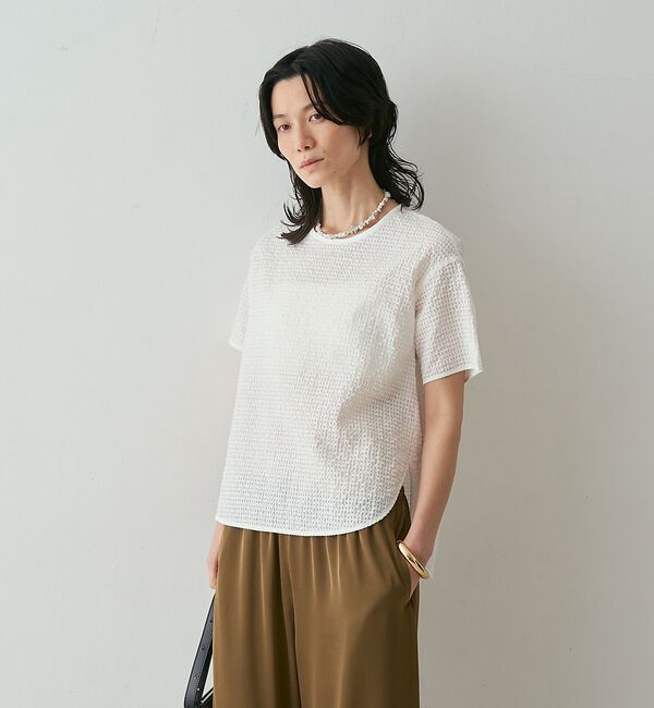 qualite「【セットアップ対応】シアーギンガムブラウス」|シャツ・ブラウス|