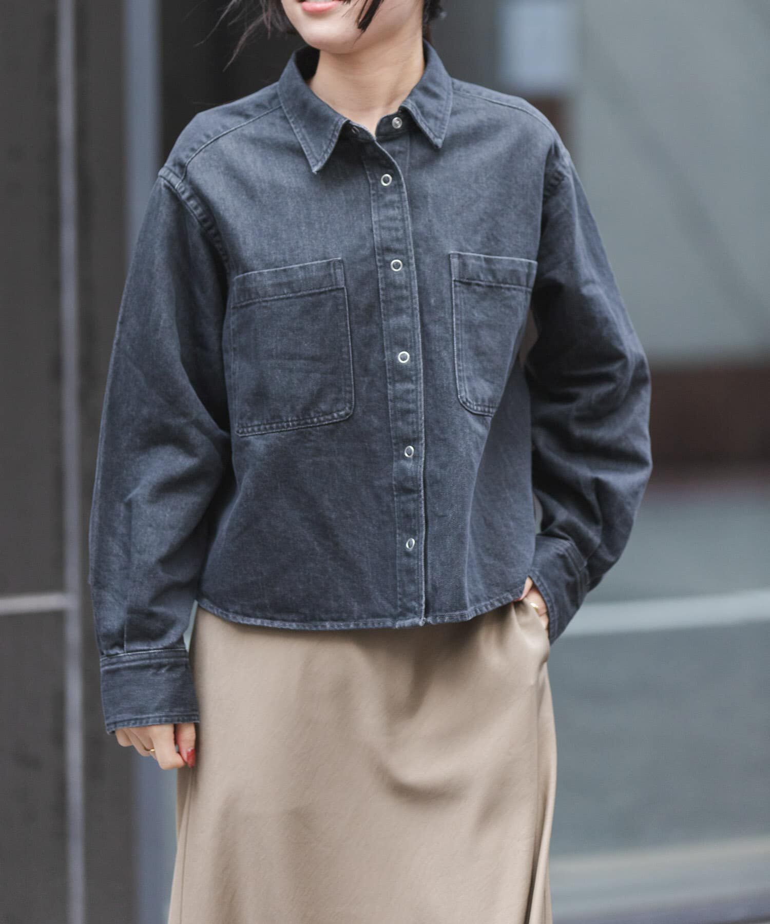 URBAN RESEARCH DOORS「FORK&SPOON　ペーパーブレンドデニムシャツ」|シャツ・ブラウス|