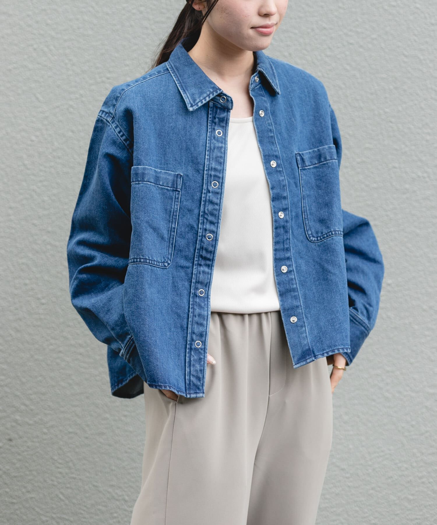 URBAN RESEARCH DOORS「FORK&SPOON　ペーパーブレンドデニムシャツ」|シャツ・ブラウス|