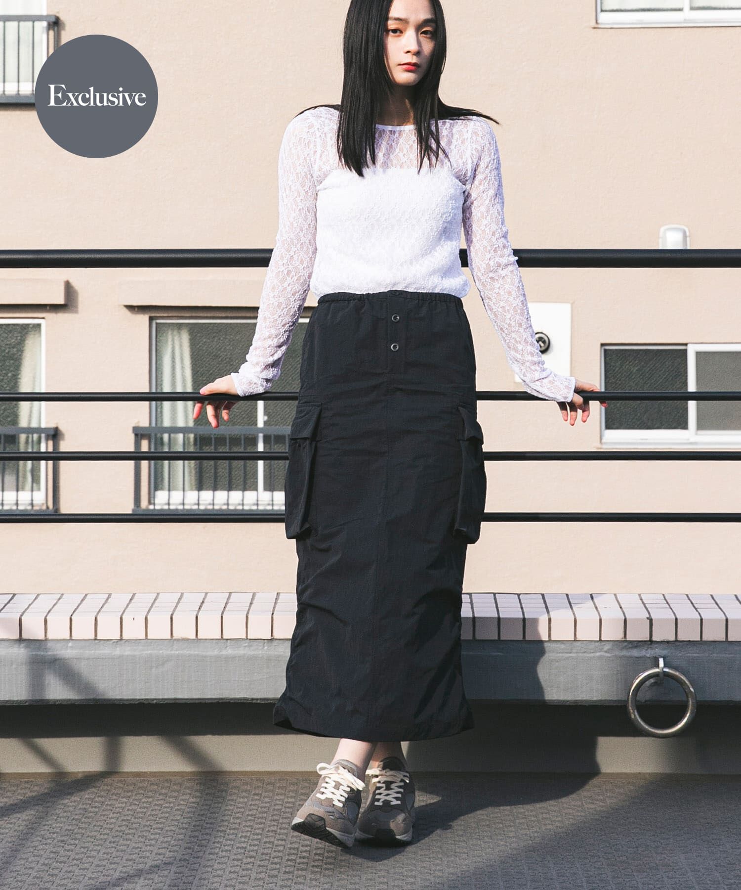 URBAN RESEARCH DOORS「『別注』Snow Peak Apparel&times;DOORS　 NYLON WASHER SKIRT」|スカート|ブラック